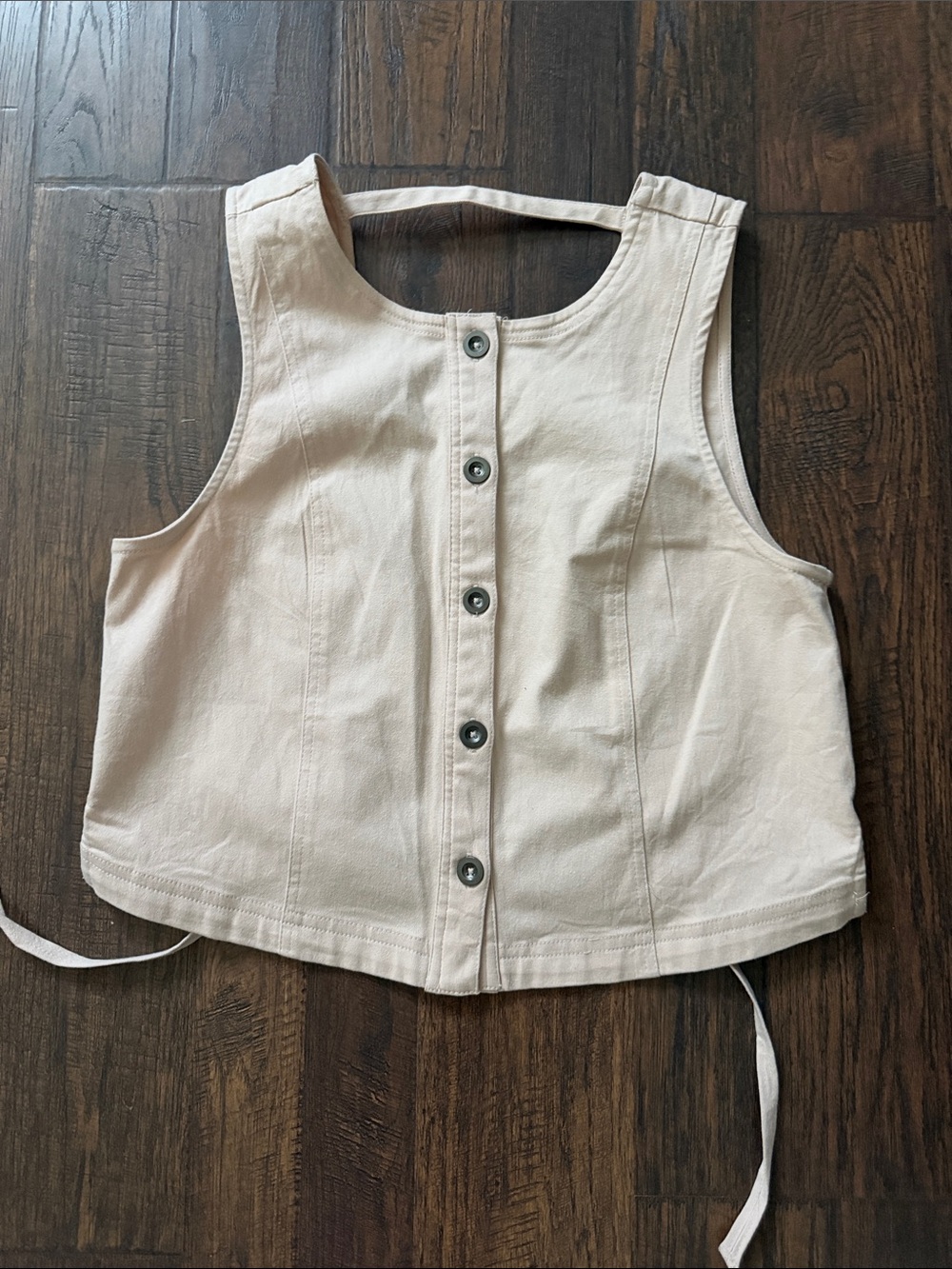 Free People Cream Button-Front Crop Top